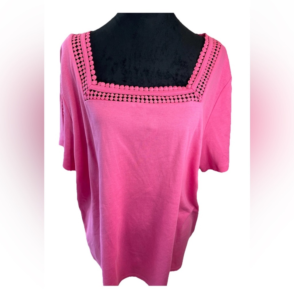 🆕Rafaella carmine pink all cotton ladies pullover tunic top size 3X NWT beach